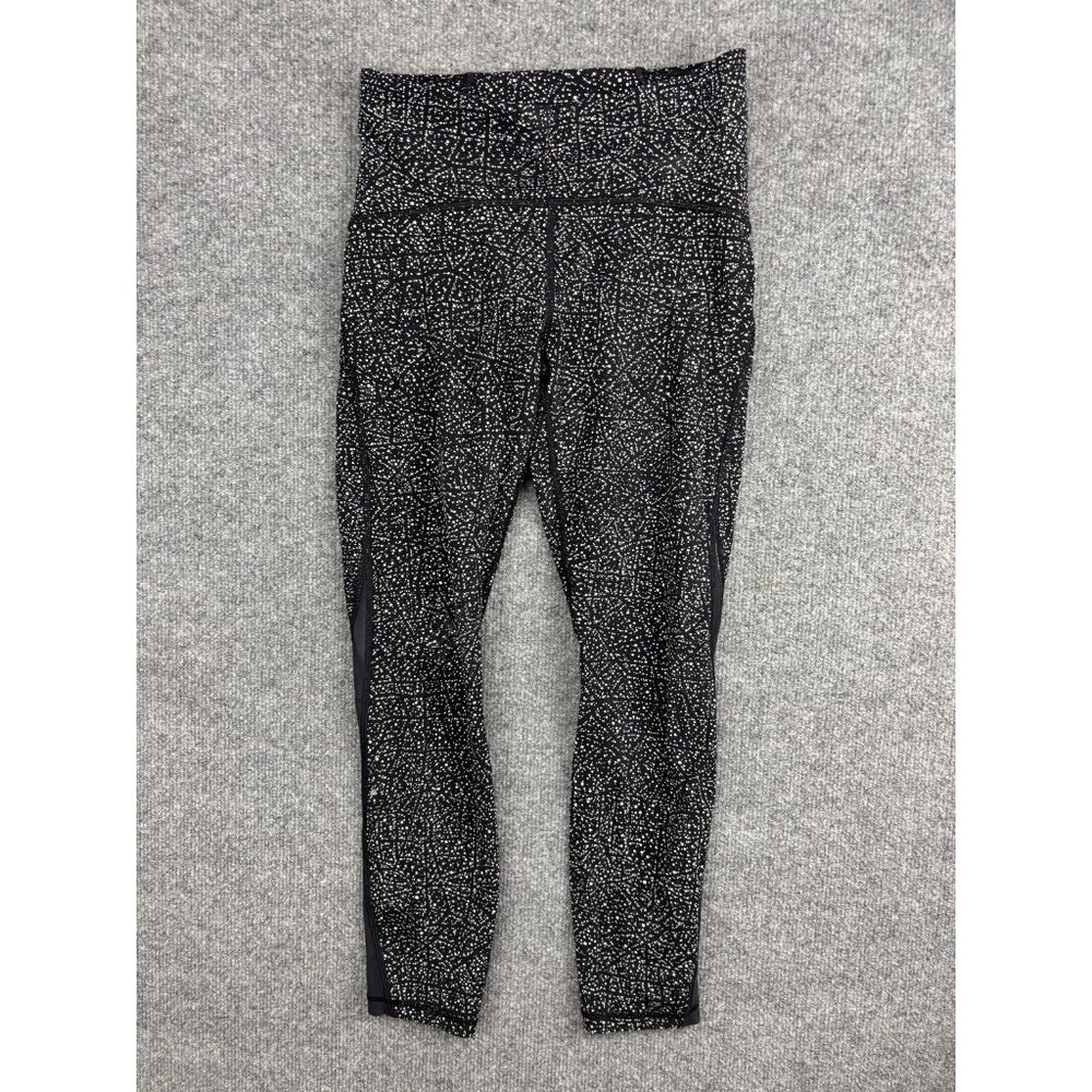 Lululemon Leggings Womens 6 Black White High Rise Mesh Crop‎ Yoga Pants